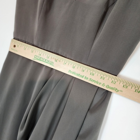 Shona Joy Stellar Drape Dress Charcoal Grey Spaghetti Strap Sweetheart Neck sz 4 - Picture 13 of 14